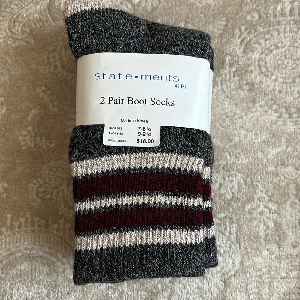 Brand New Statements 6 Pairs of Boys Striped Cotton Boot Socks Neutral Fall